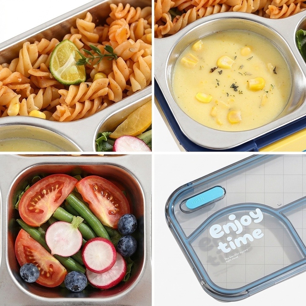 Meal Prep Yellow - 650ml 3 Compartment Leakproof Stainless Steel