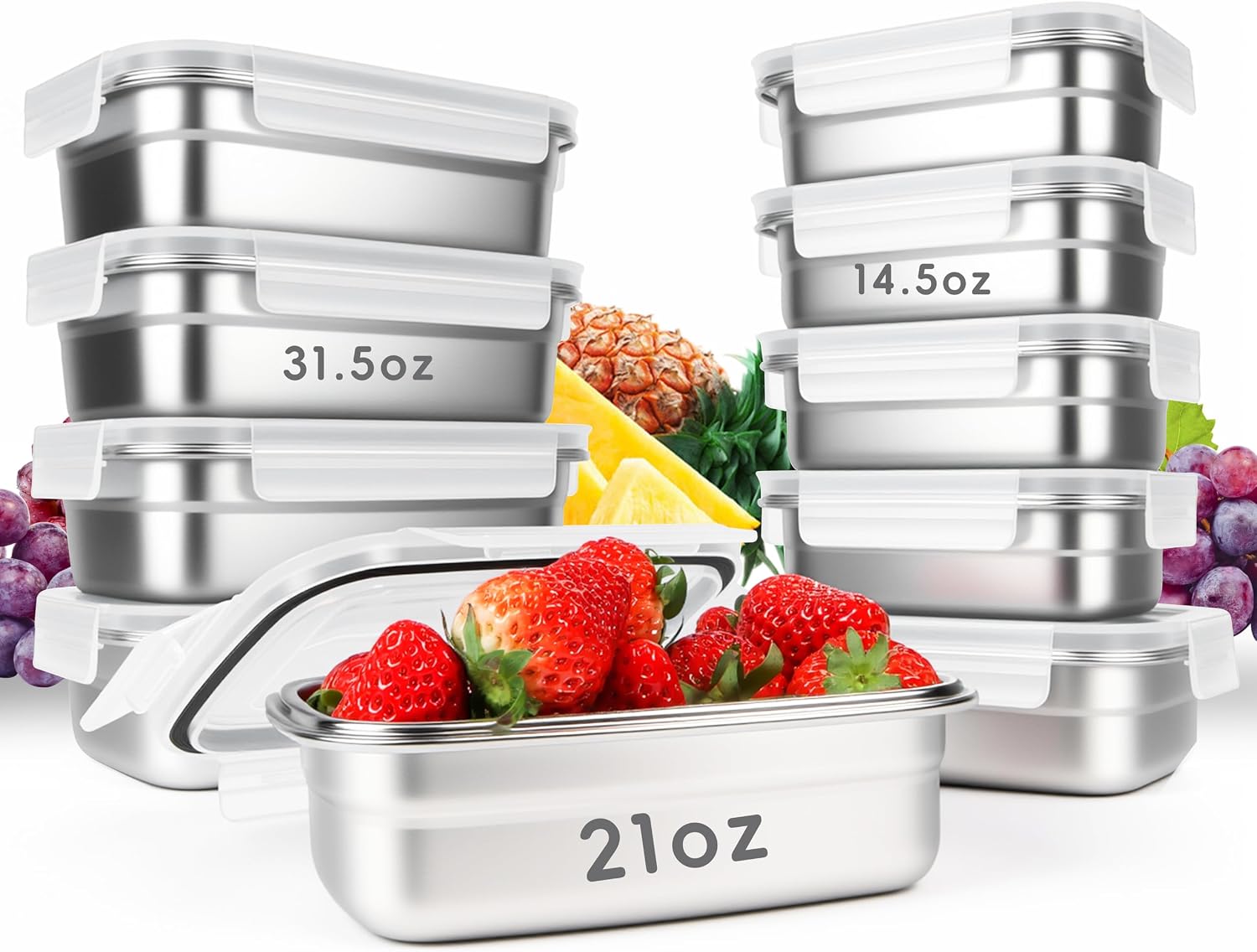 10PCS 304 Stainless Steel Food - Meal Prep Oven Safe Containers 评论和价格