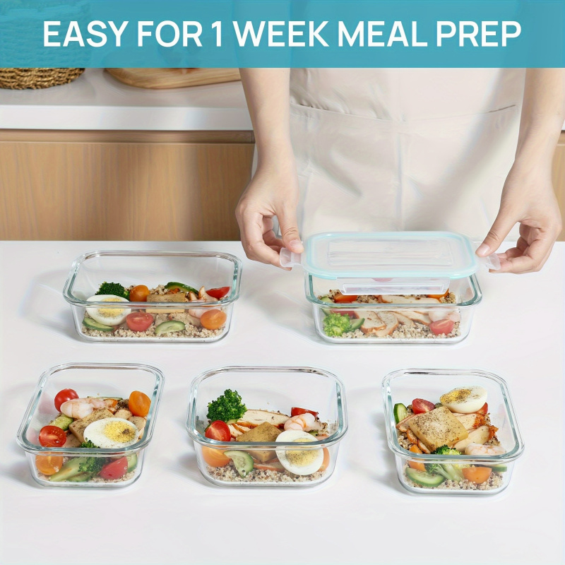 8Pcs Sealed Glass Food Storage - Meal Prep Oven Safe Containers 评论和价格