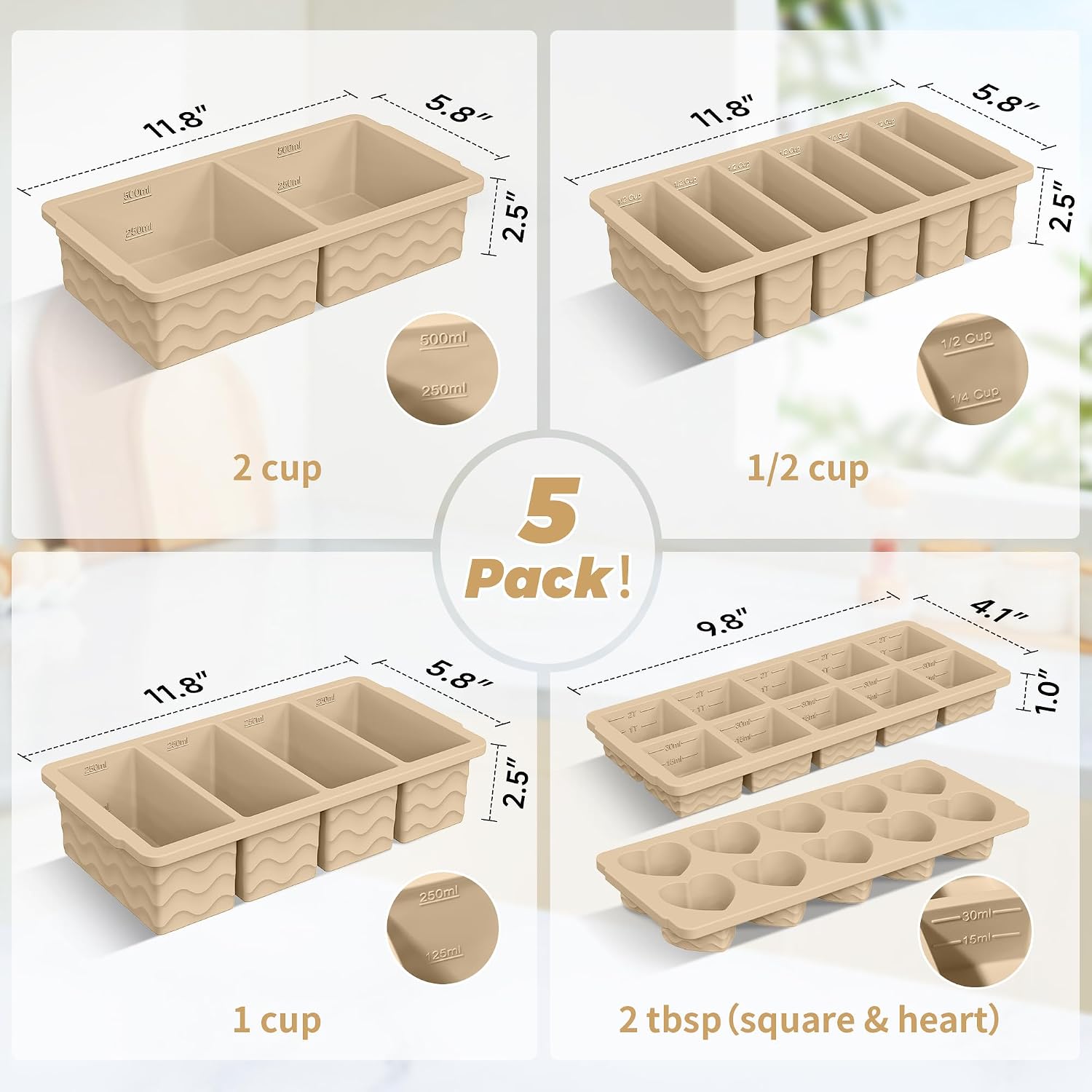 Silicone Freezer Mold with Lid - Meal Prep Oven Safe Containers 评论和价格
