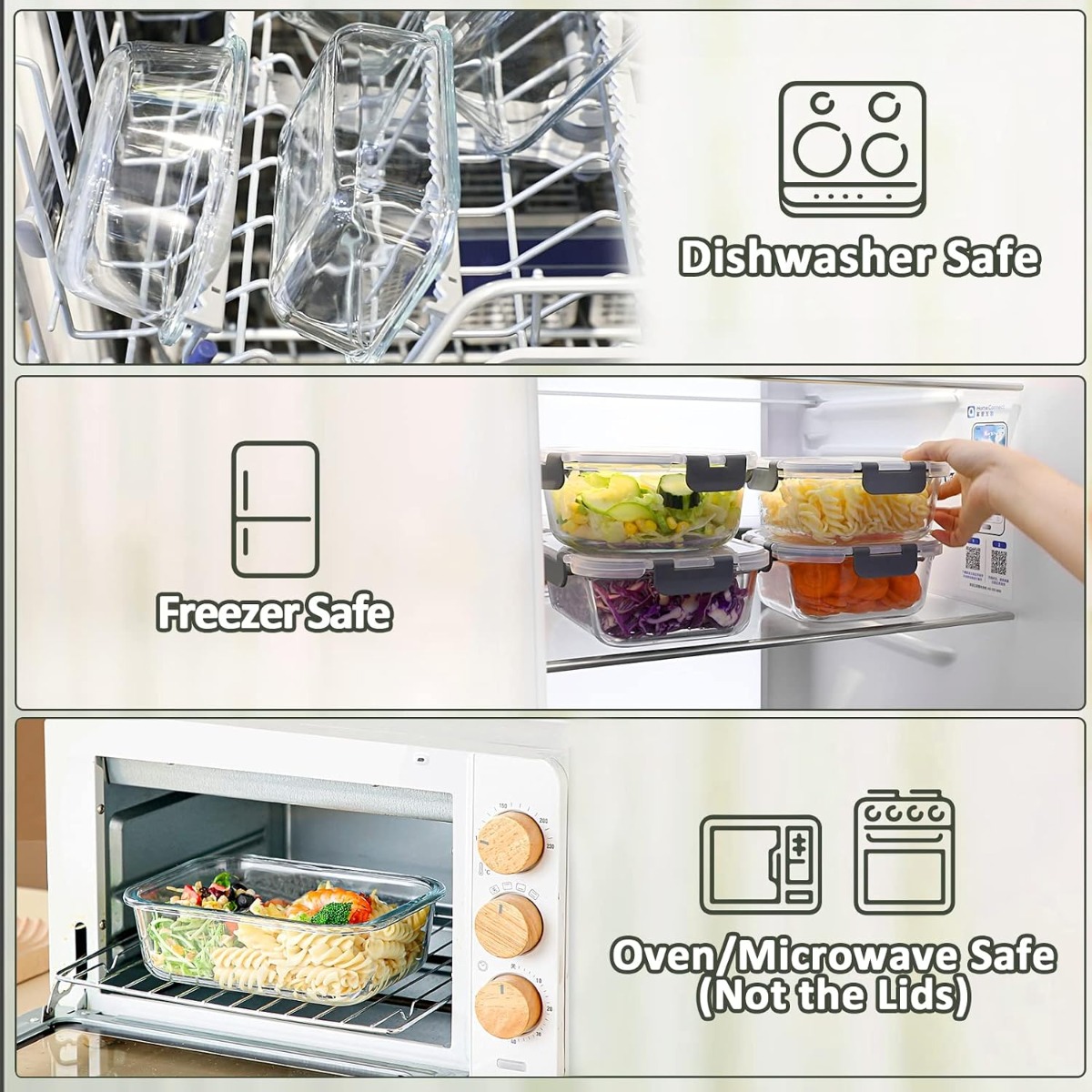 10 Sets Glass Food Storage Con - Meal Prep Oven Safe Containers 评论和价格