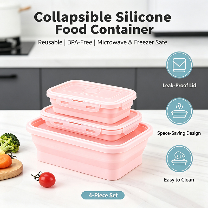 4Pcs Foldable Silicone Lunch B - Meal Prep No Microwave 评论和价格